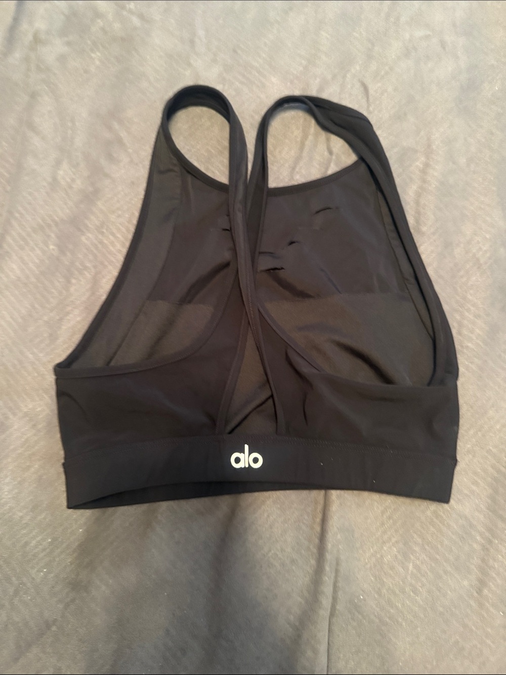 ALO Yoga Black Mesh-Back Sports Bra
